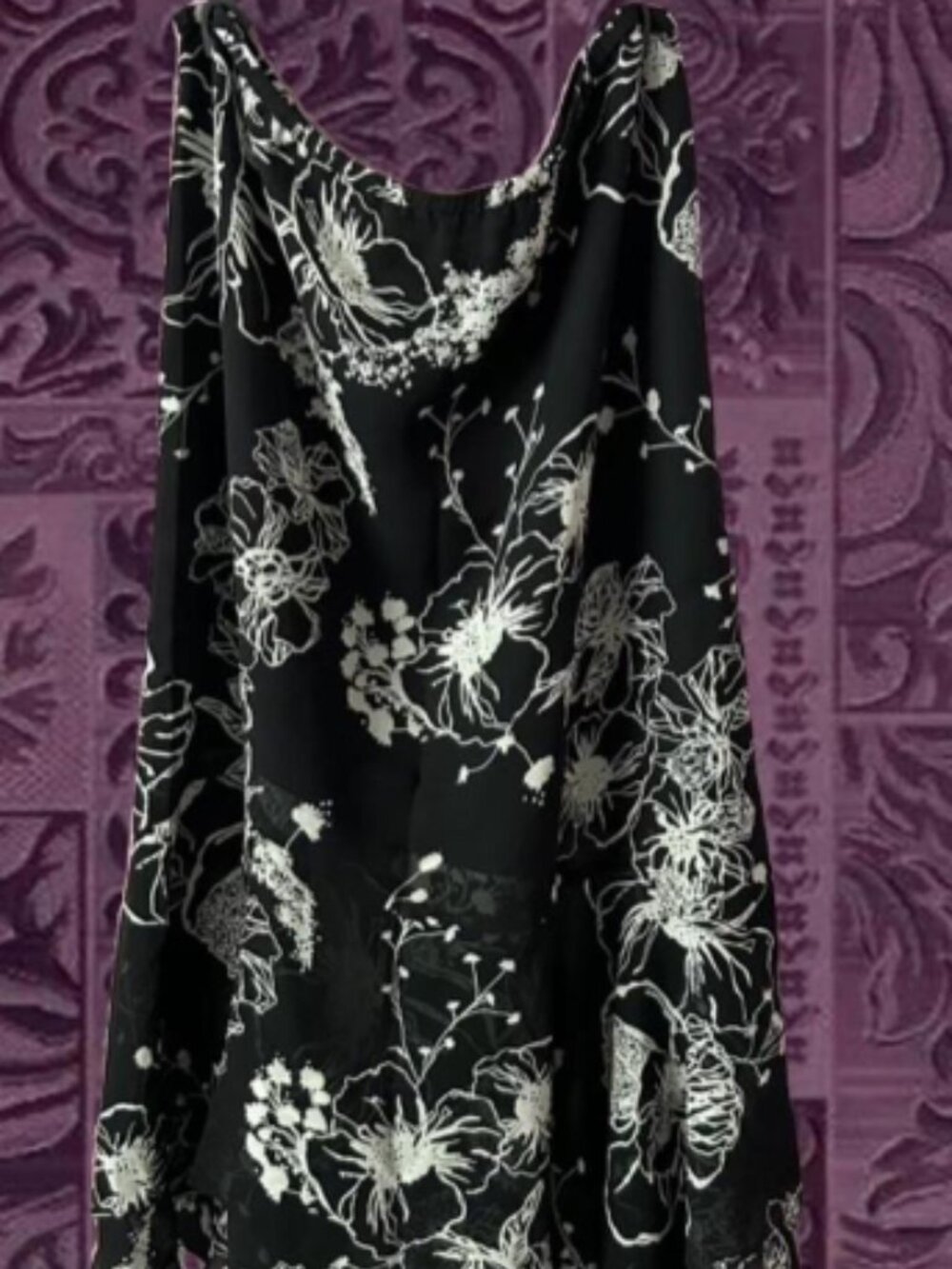 Black and white printed silk dress